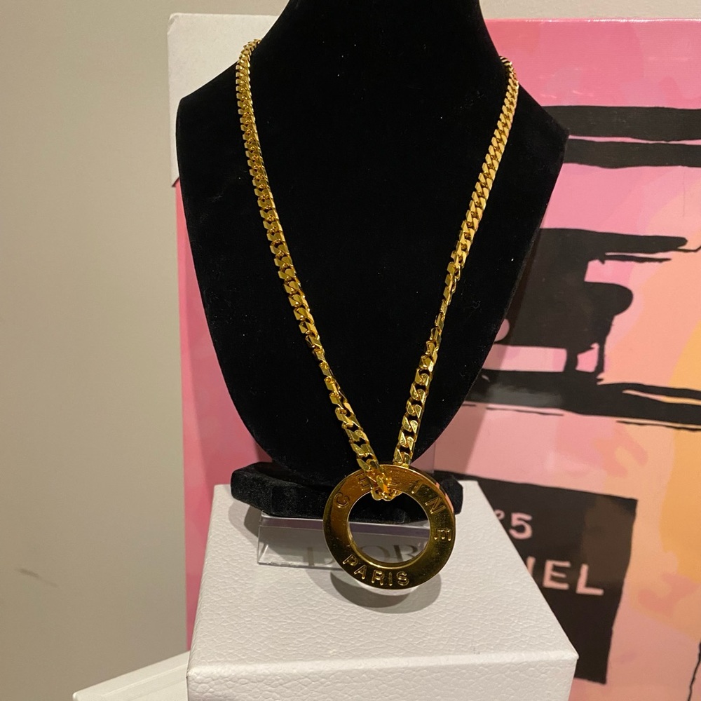 Vintage Céline Gold Disc Pendant Necklace - Picture 4 of 7